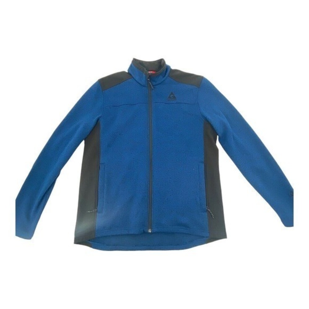 Gerry Blue Fleece Knit Full Zip Athletic Jacket Spandex Side Panels Mens Large